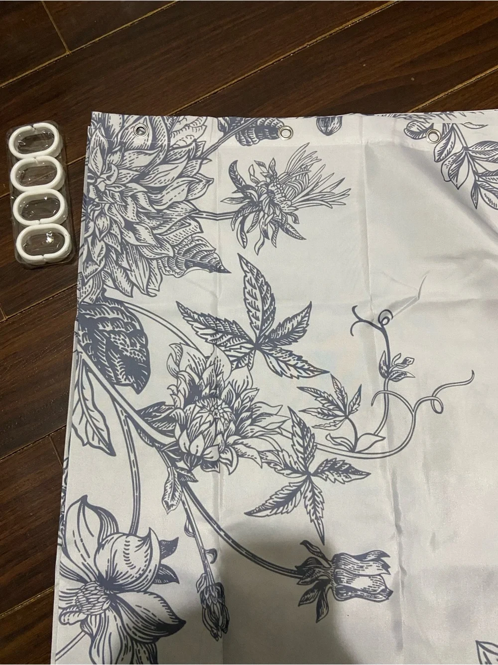 Floral Grey and White Shower Curtain Panel - Home Bedding